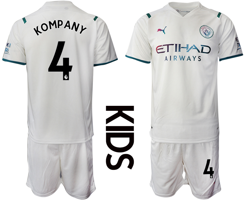 Youth 2021-2022 Club Manchester City away white #4 Soccer Jersey